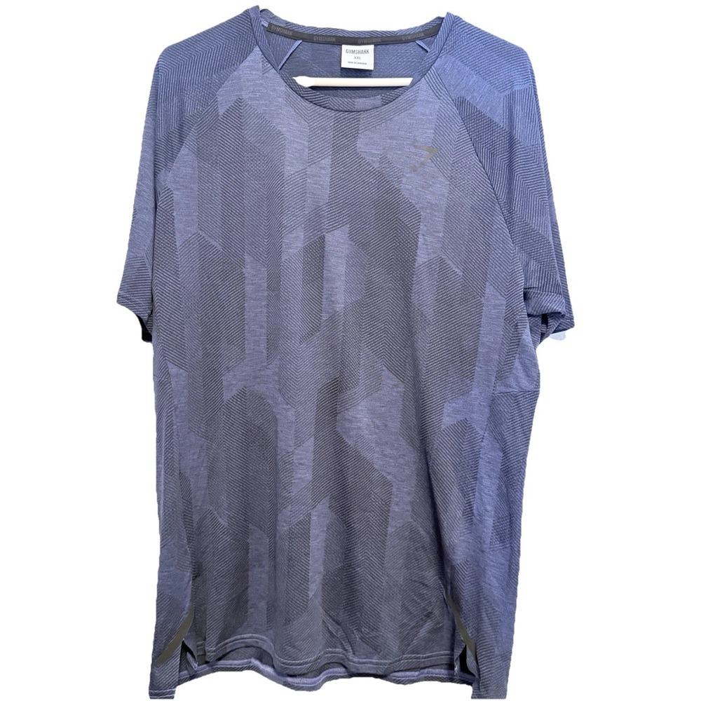 Gymshark Shirt Mens 2XL Geometric Pattern Athletic Performance Workout Gym Blue